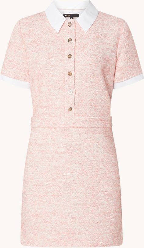 Maje Ranello mini jurk in scheerwolblend met gemê, leerd dessin