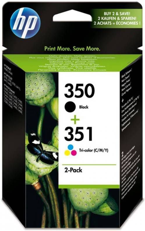 hp inktcartridge 350 en 351, 200 170 pagina&apos, s, OEM SD412EE#301, 1 x zwart en 1 x 3 kleuren, met beveili