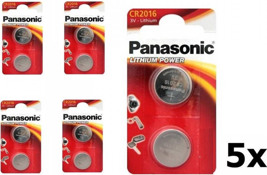 Panasonic 10 Stuks(5 Blisters A 2st) Cr2016 Professional Electronics 3v 90mah Lithium Knoopcel
