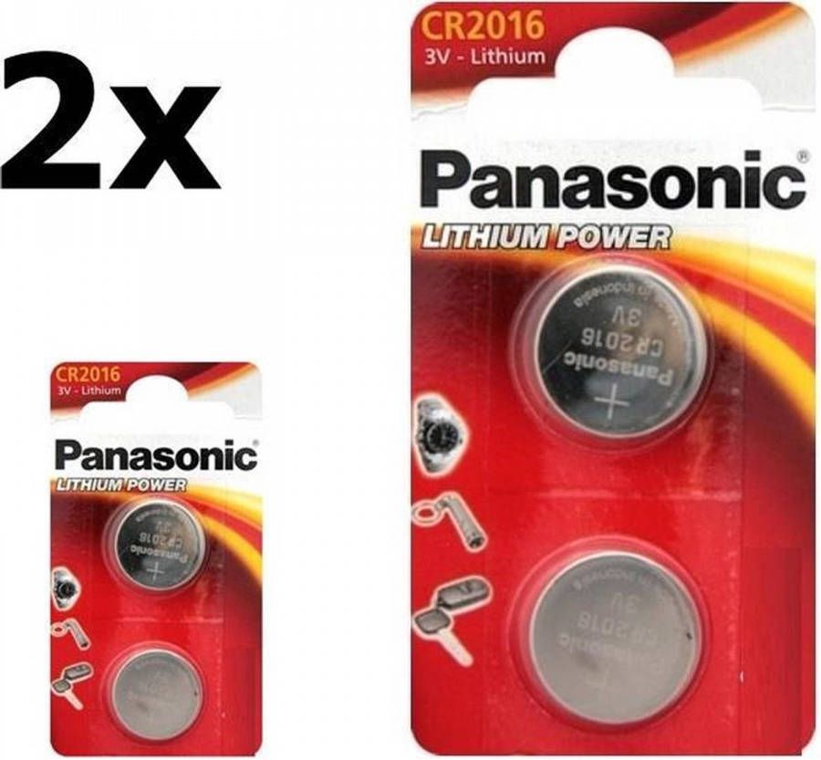 Panasonic 4 Stuks(2 Blisters A 2st) Cr2016 Professional Electronics 3v 90mah Lithium Knoopcel