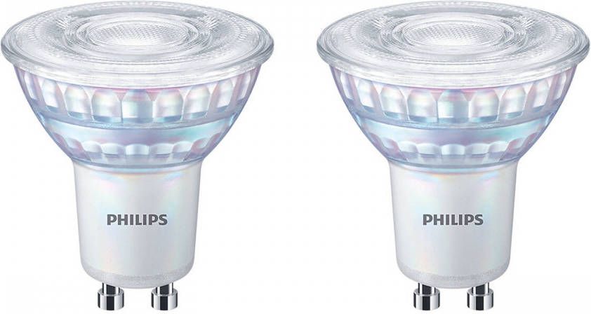 Philips Led Spot Set 2 Stuks Classic C90 36d Gu10 Fitting Dimtone Dimbaar 3.8w Warm Wit 2200k 2700k