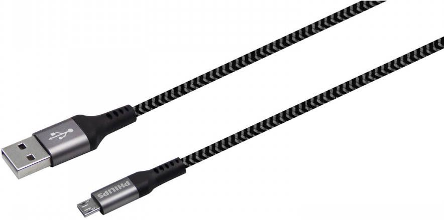 Philips Usb Kabel 2.0 Dlc5204u/00 Usb a Micro Usb Lengte 1, 2 Meter Nylon Zwart