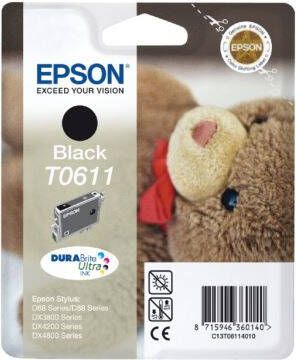 Epson inktcartridge T0611, 250 pagina&apos, s, OEM C13T06114010, zwart