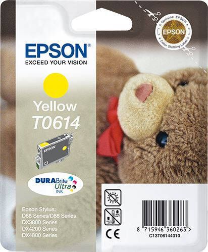 Epson inktcartridge T0614, 250 pagina&apos, s, OEM C13T06144010, geel