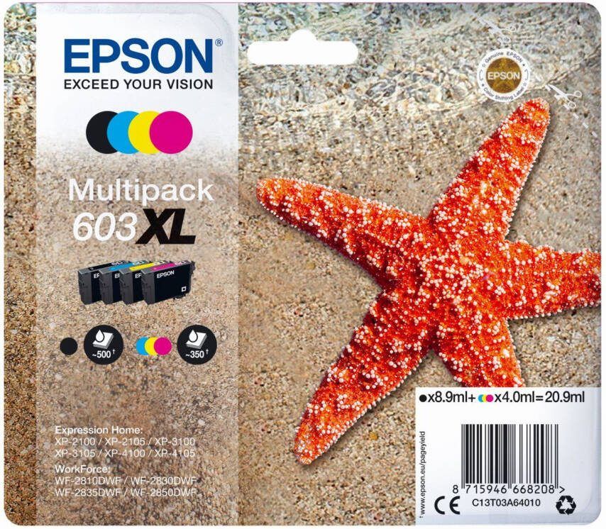 Epson Multipack 4 kleuren 603 XL Inkt voor o.a Expression homeXP 4100 en 3100 serie