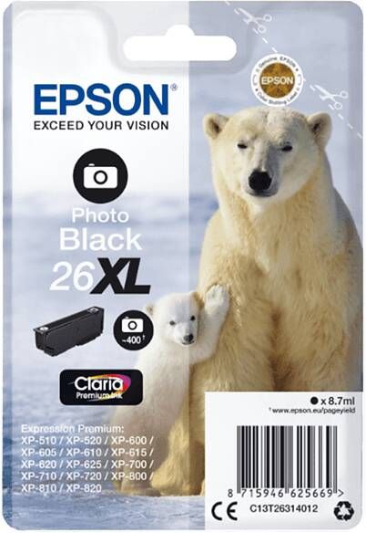 Epson 26xl Zwart Photo Claria Premium Ink(c13t26314022 )