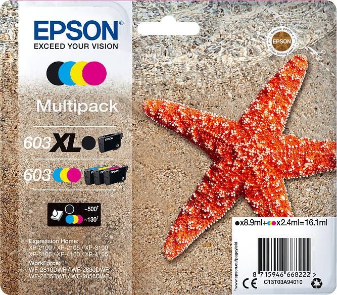 Epson 603 multi bk xl, cmy std. bls inktcartridge