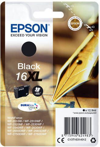 Epson T1631 Inktcartridge XL WorkForce 2000, 2500, 2600 Series Zwart