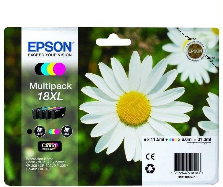 Epson inktcartridge 18XL, 450 pagina&apos, s, OEM C13T18164012, 4 kleuren