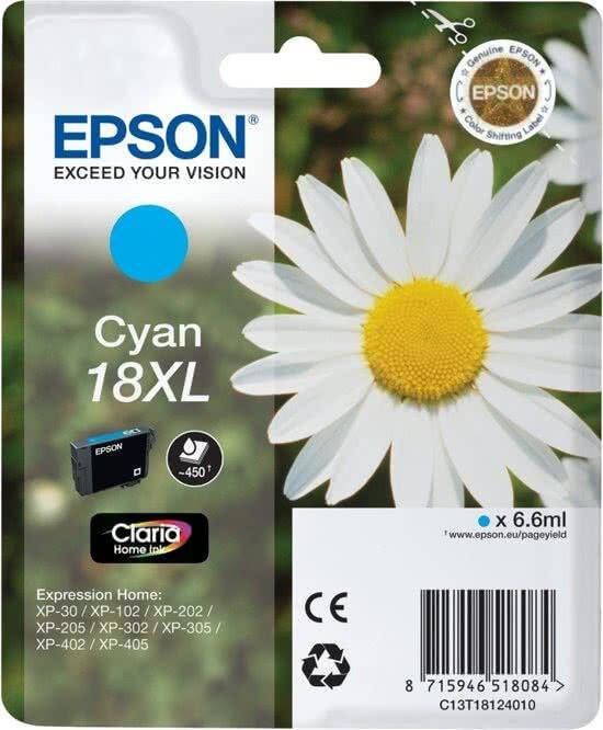 Epson inktcartridge 18XL, 450 pagina&apos, s, OEM C13T18124012, cyaan
