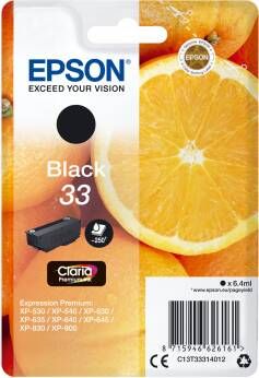Epson inktcartridge 33, 250 pagina&apos, s, OEM C13T33314012, zwart