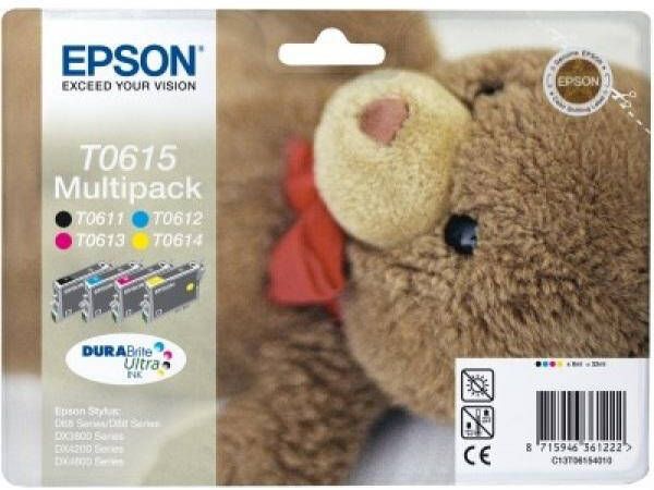 Epson inktcartridge T0615, 250 pagina&apos, s, OEM C13T06154010, 4 kleuren