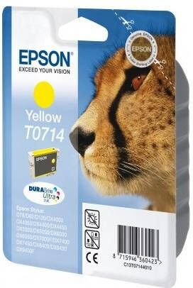 Epson inktcartridge T0714, 415 pagina&apos, s, OEM C13T07144012, geel